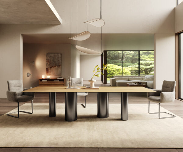 Jídelní stůl Edge 300x100 keramika Laminam® Sabbia dubová barva podnož nerezová ocel grafitová - Obrázek 2
