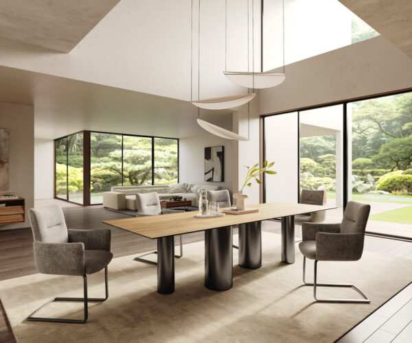 Jídelní stůl Edge 300x100 keramika Laminam® Sabbia dubová barva podnož nerezová ocel grafitová - Obrázek 7
