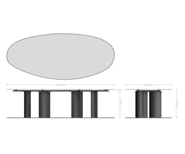 Jídelní stůl Edge Oval 315x150 Keramika Laminam®Emperador Extra Lucidato Tmavě hnědá Pilier Nerezová ocel Grafitová - Image 8
