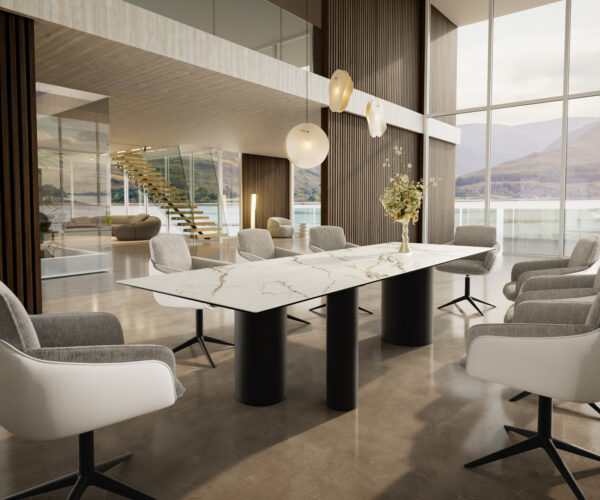 Jídelní stůl Edge 300x100 keramický Calacatta Luxe bílo-zlatošedý Troa kov černý - Image 6