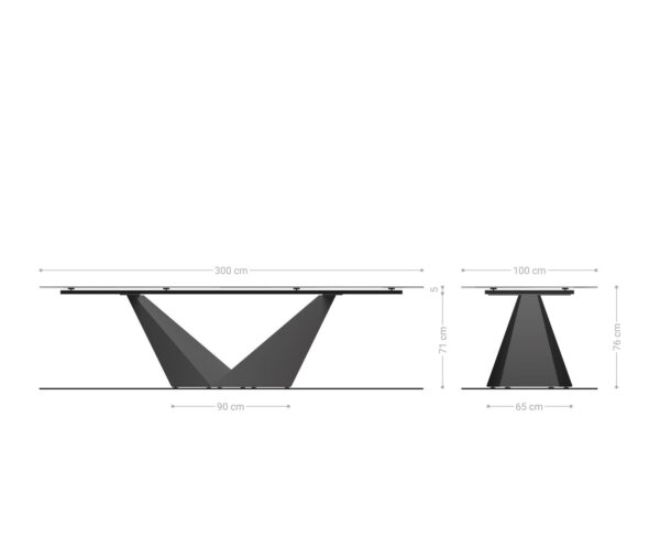 Jídelní stůl Edge 300x100 keramický Calacatta Luxe bílo-zlato-šedý Prisma zlatá metalíza - Image 8