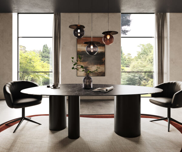Jídelní stůl Edge Oval 220x120 Keramický Laminam® Nero Greco Anthracite Troa Metal Black - Image 2