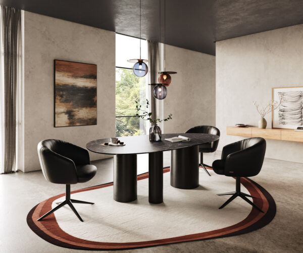Jídelní stůl Edge Oval 220x120 Keramický Laminam® Nero Greco Anthracite Troa Metal Black - Image 6