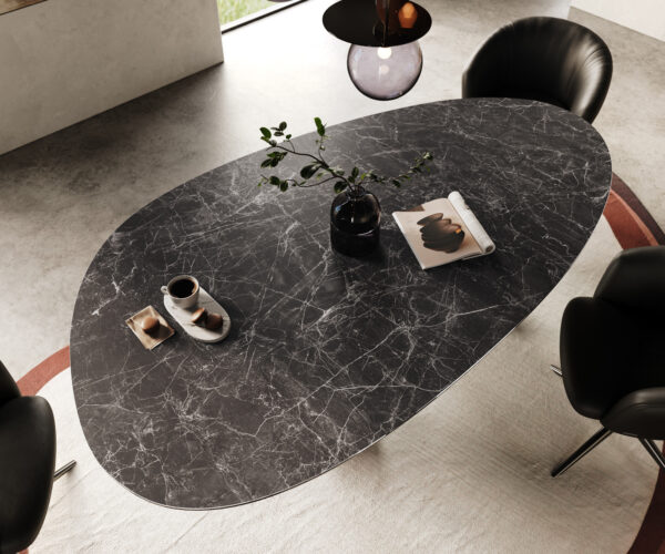 Jídelní stůl Edge Oval 220x120 Keramika Laminam® Nero Greco Anthracite Troa Nerezová ocel Grafit - Image 4