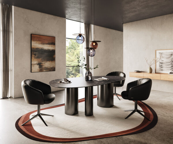 Jídelní stůl Edge Oval 220x120 Keramika Laminam® Nero Greco Anthracite Troa Nerezová ocel Grafit - Image 6