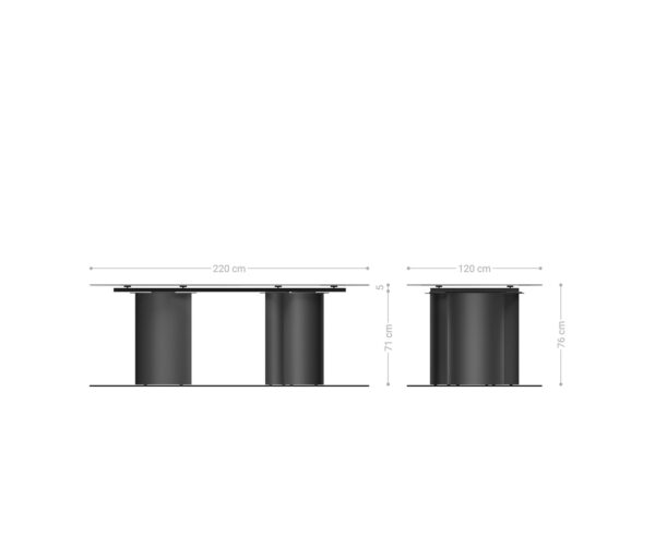 Jídelní stůl Edge Oval 220x120 Keramika Laminam® Nero Greco Anthracite Troa Nerezová ocel Grafit - Image 8