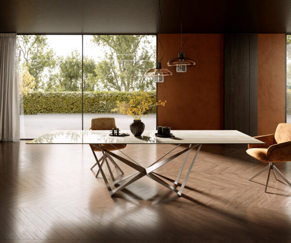 Jídelní stůl Edge 300x100 keramický Laminam® Onice Oro ?Spider plochá ocel nerezová ocel - Image 2