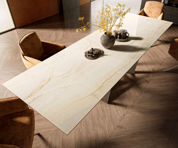 Jídelní stůl Edge 300x100 keramický Laminam® Onice Oro ?Spider plochá ocel nerezová ocel - Image 4