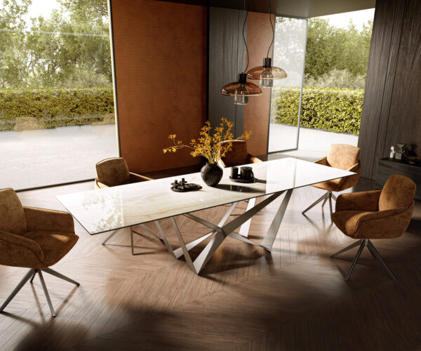 Jídelní stůl Edge 300x100 keramický Laminam® Onice Oro ?Spider plochá ocel nerezová ocel - Image 7