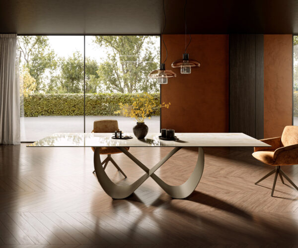 Jídelní stůl Edge 300x100 keramický Laminam® Onice Oro ?Infinity metal effect finish titanium - Image 2