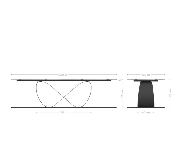 Jídelní stůl Edge 300x100 keramický Laminam® Onice Oro ?Infinity metal effect finish titanium - Image 8