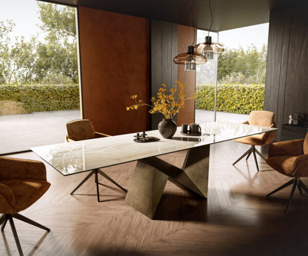 Jídelní stůl Edge 300x100 Keramický Laminam® Onice Oro Origami Metallic Gold - Image 2