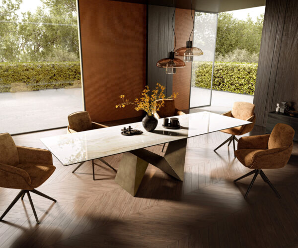 Jídelní stůl Edge 300x100 Keramický Laminam® Onice Oro Origami Metallic Gold - Image 7
