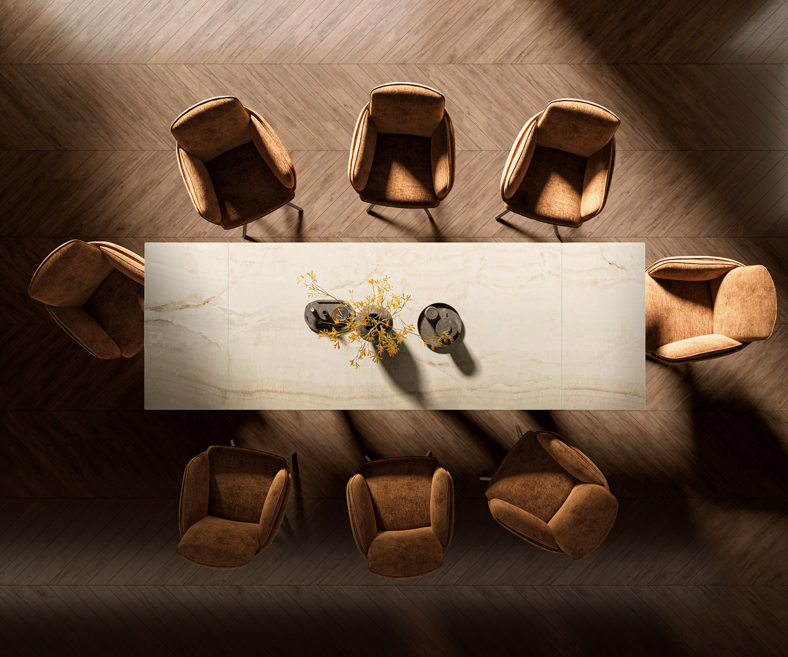 Jídelní stůl Edge 200-300x100 keramika Laminam® Onice Oro Infinity kov titanová efektová povrchová úprava rozkládací - Obrázek 6