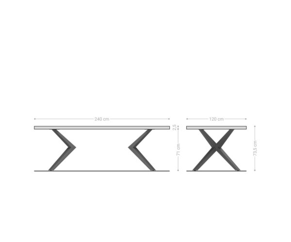 Jídelní stůl Edge Boot 240x120 přírodní dub Zenthara hranatý kovový černý švýcarský okraj - Image 6