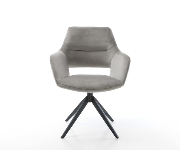 Otočná židle Yago-Flex s područkami Velvet Grey Křížový rám široký černý 360° otočný Houpací funkce Jádro z kapesních pružin - Image 2