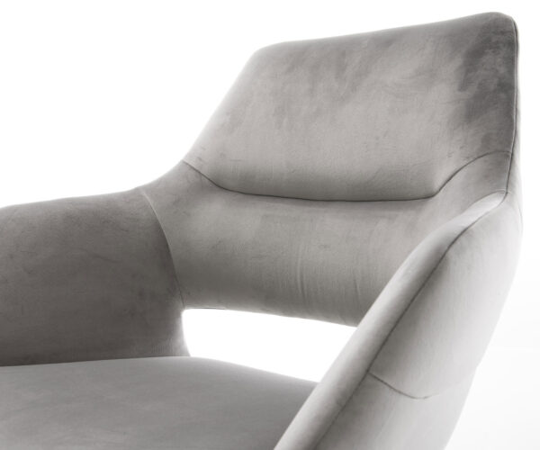 Otočná židle Yago-Flex s područkami Velvet Grey Křížový rám široký černý 360° otočný Houpací funkce Jádro z kapesních pružin - Image 4