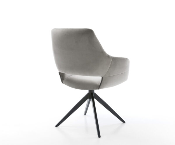 Otočná židle Yago-Flex s područkami Velvet Grey Křížový rám široký černý 360° otočný Houpací funkce Jádro z kapesních pružin - Image 5