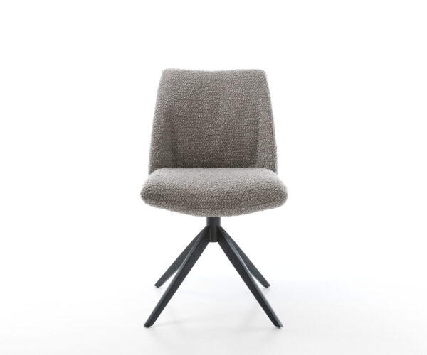Otočná židle Elso-Flex Bouclé Stříbrnošedá Křížový rám široký Černá Otočná o 360° Houpací funkce Kapesní pružinové jádro - Image 2