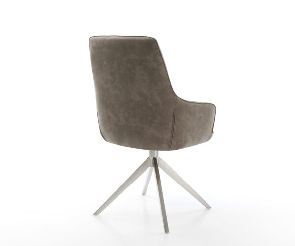 Otočná židle Zelia-Flex s područkami Mikrovlákno Taupe Vintage Křížový rám široký Nerezová ocel Otočná o 360° Houpací funkce Kapesní pružinové jádro - Image 5