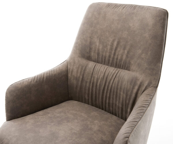 Otočná židle Zelia-Flex s područkami Mikrovlákno Taupe Vintage Křížový rám široký Nerezová ocel Otočná o 360° Houpací funkce Kapesní pružinové jádro - Image 4