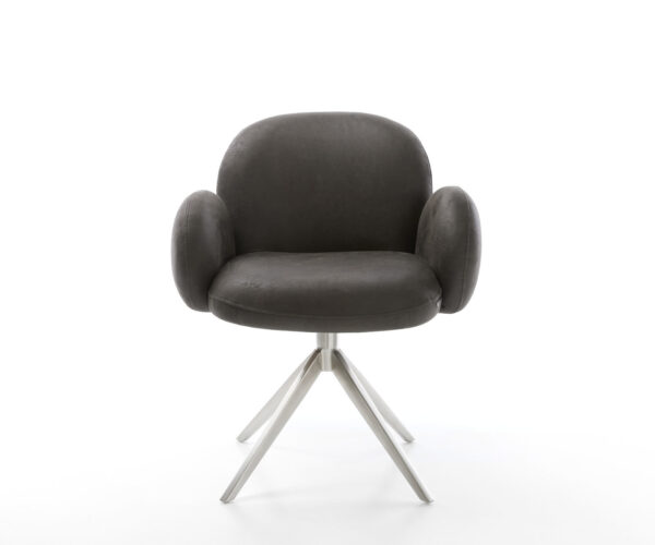 Otočná židle Nube-Flex mikrovlákno antracit vintage Křížový rám široký nerezový 360° otočný Houpací funkce Kapesní pružinové jádro - Image 2