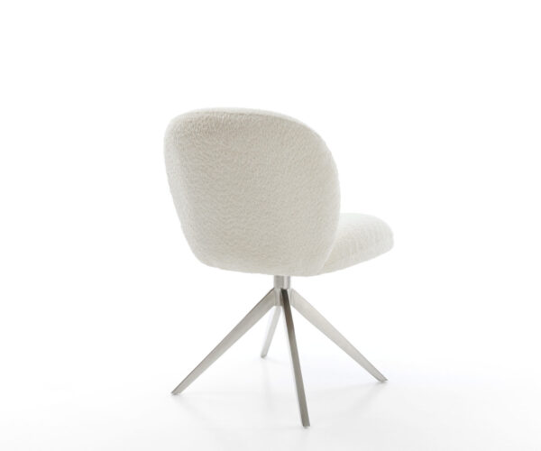 Otočná židle Nube-Flex Bouclé bílá Křížový rám široký Nerezová ocel Otočná o 360° Houpací funkce Kapesní pružinové jádro - Image 5