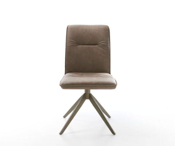 Otočná židle Vinjo-Flex mikrovlákno taupe vintage křížový rám široký efekt povrchová úprava titan 360° otočná houpací funkce - Image 2