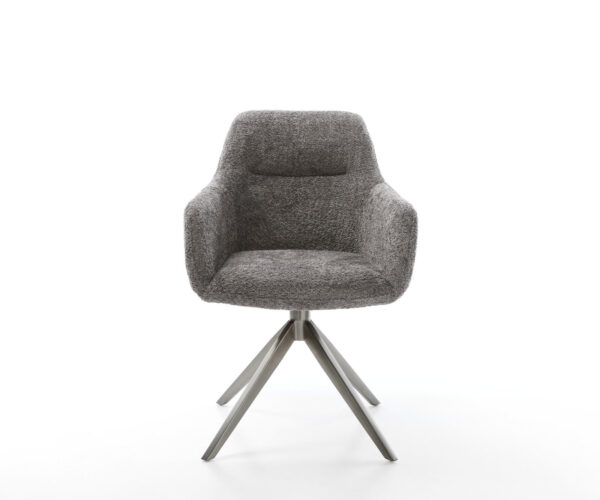 Otočná židle Pejo-Flex Bouclé Grey Křížový rám široký Grafitový 360° otočný Houpací funkce Jádro z kapesních pružin - Image 2