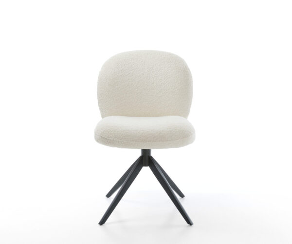 Otočná židle Nube-Flex Bouclé Bílá Křížový rám široký Černá Otočná o 360° Houpací funkce Kapesní pružinové jádro - Image 2