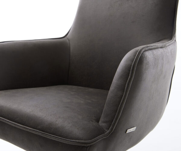 Otočná židle Heira-Flex s područkami mikrovlákno antracit vintage křížový rám široký efekt povrchová úprava titan 360° otočná houpací funkce jádro z kapsových pružin - Image 4