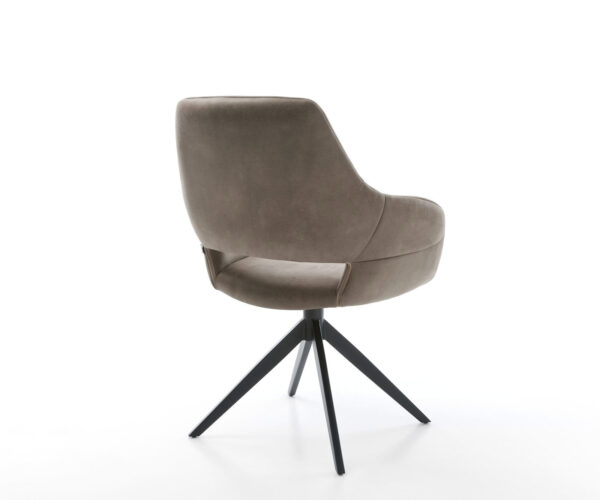 Otočná židle Yago-Flex s područkami Mikrovlákno Taupe Vintage Křížový rám široký Černá Otočná o 360° Houpací funkce Kapesní pružinové jádro - Image 5