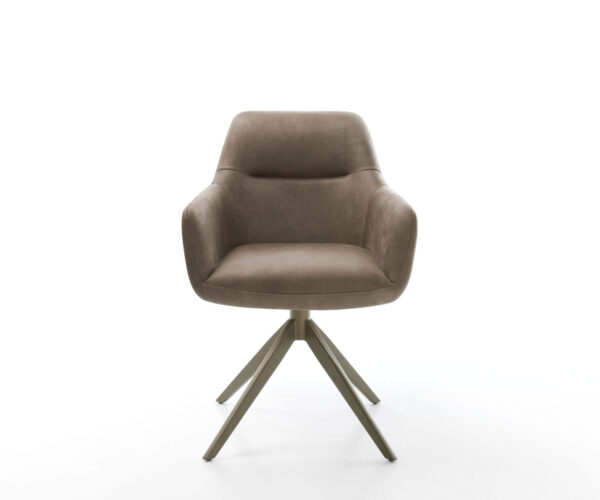 Otočná židle Pejo-Flex mikrovlákno taupe vintage křížový rám široký efekt povrchová úprava titan 360° otočná houpací funkce jádro z kapsových pružin - Image 2
