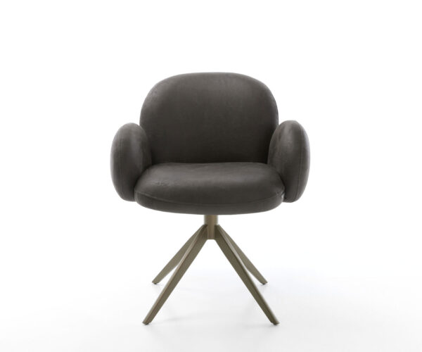 Otočná židle Nube-Flex s područkami mikrovlákno antracit vintage křížový rám široký efekt povrchová úprava titan 360° otočná houpací funkce jádro z kapsových pružin - Image 2