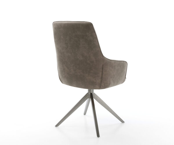 Otočná židle Zelia-Flex s područkami Mikrovlákno taupe vintage Křížový rám široký grafitový 360° otočný Houpací funkce Kapesní pružinové jádro - Image 5
