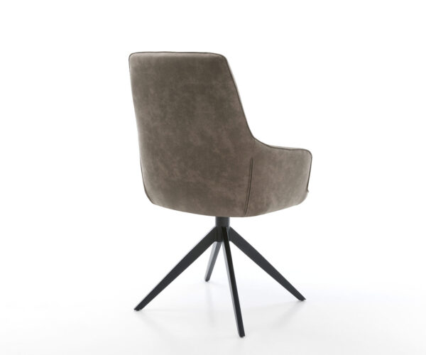 Otočná židle Zelia-Flex s područkami Mikrovlákno Taupe Vintage Křížový rám široký Černá Otočná o 360° Houpací funkce Kapesní pružinové jádro - Image 5