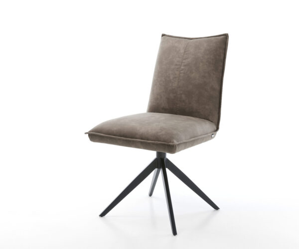 Otočná židle Lelio-Flex Mikrovlákno Taupe Vintage Křížový rám široký Černá Otočná o 360° Houpací funkce Jádro z kapesních pružin