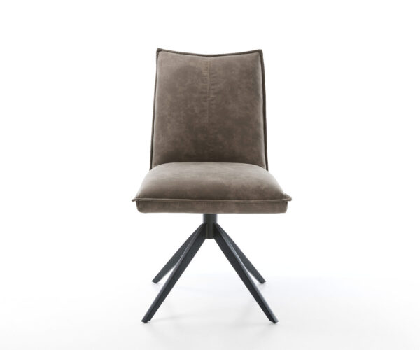 Otočná židle Lelio-Flex Mikrovlákno Taupe Vintage Křížový rám široký Černá Otočná o 360° Houpací funkce Jádro z kapesních pružin - Image 2