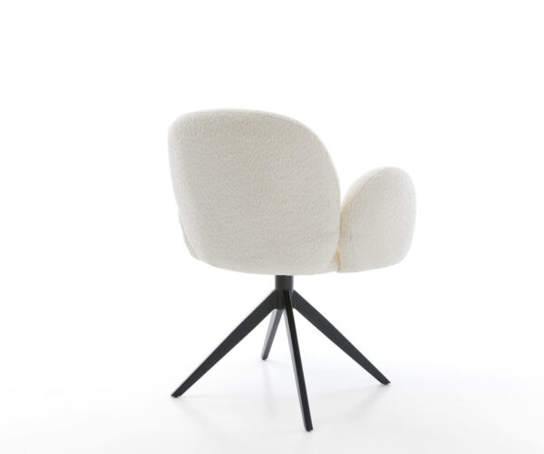 Otočná židle Nube-Flex s područkami Bouclé Bílá Křížový rám široký Černá Otočná o 360° Houpací funkce Kapesní pružinové jádro - Image 5