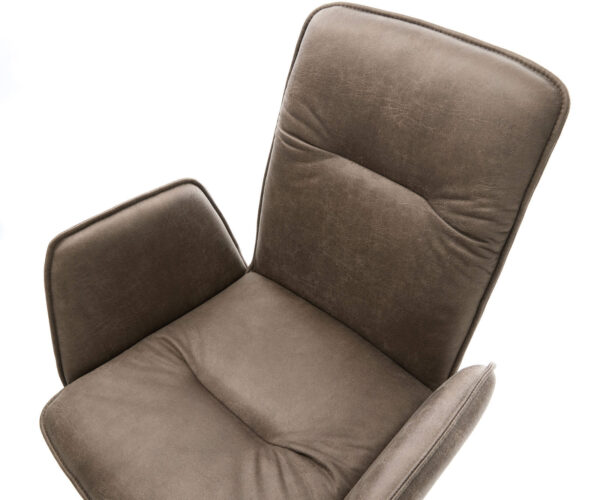 Otočná židle Vinja-Flex mikrovlákno taupe vintage křížový rám široký černý 360° otočná houpací funkce - Image 4