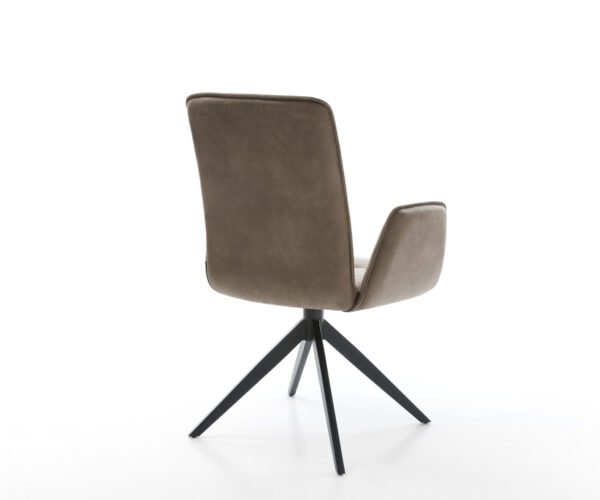 Otočná židle Vinja-Flex mikrovlákno taupe vintage křížový rám široký černý 360° otočná houpací funkce - Image 5