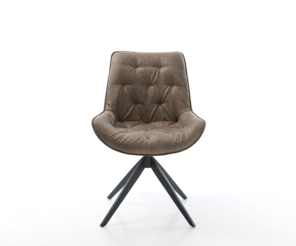 Otočná židle Taimi-Flex mikrovlákno taupe vintage křížový rám široký černý 360° otočná houpací funkce - Image 2