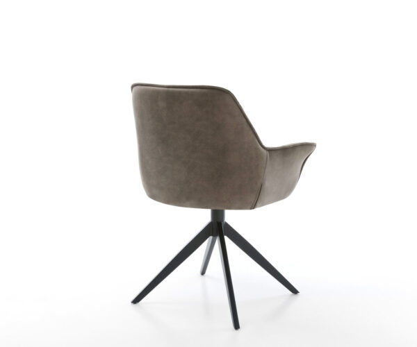 Otočná židle Kaira-Flex mikrovlákno taupe vintage křížový rám široký černý 360° otočná houpací funkce - Image 5
