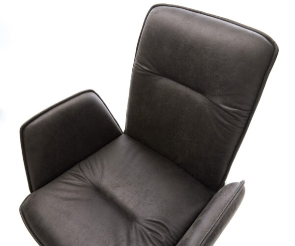 Otočná židle Vinja-Flex mikrovlákno antracit vintage křížový rám široký černý 360° otočná houpací funkce - Image 4