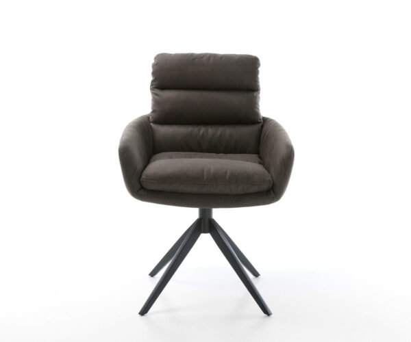 Otočná židle Abelia-Flex s područkami z mikrovlákna antracit vintage křížový rám široký černý 360° otočná houpací funkce - Image 2