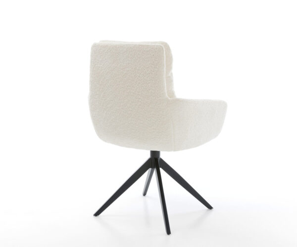 Otočná židle Abelia-Flex s područkami Bouclé bílá Křížový rám široký černý 360° otočný Houpací funkce - Image 5