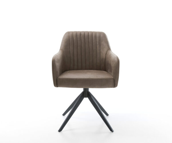 Otočná židle Greg-Flex mikrovlákno taupe vintage křížový rám široký černý 360° otočná houpací funkce jádro z kapsových pružin - Image 2