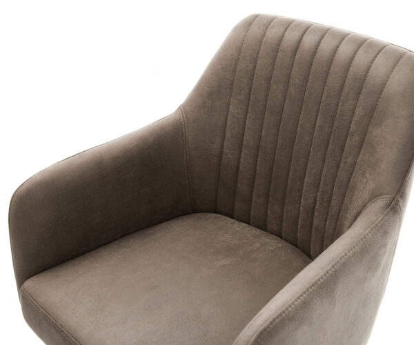 Otočná židle Greg-Flex mikrovlákno taupe vintage křížový rám široký černý 360° otočná houpací funkce jádro z kapsových pružin - Image 4