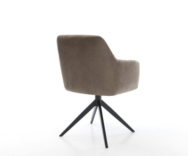 Otočná židle Greg-Flex mikrovlákno taupe vintage křížový rám široký černý 360° otočná houpací funkce jádro z kapsových pružin - Image 5