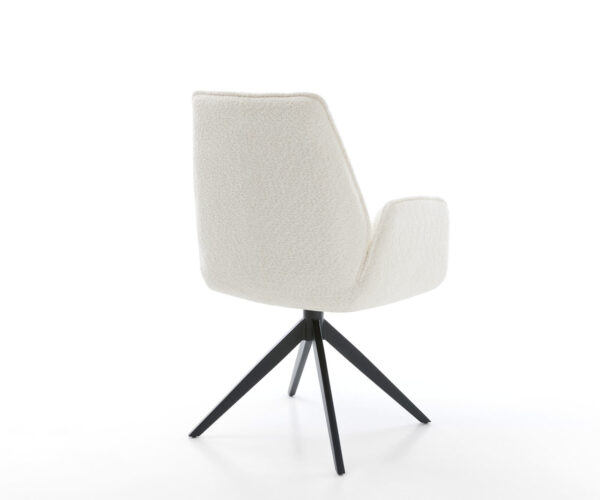 Otočná židle Zoa-Flex Bouclé Bílá Křížový rám široký Černá Otočná o 360° Houpací funkce Kapesní pružinové jádro - Image 5